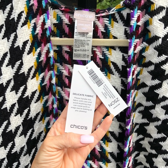 Chico’s Multi Fringe Ruana , Houndstooth Ruana - Picture 10 of 14
